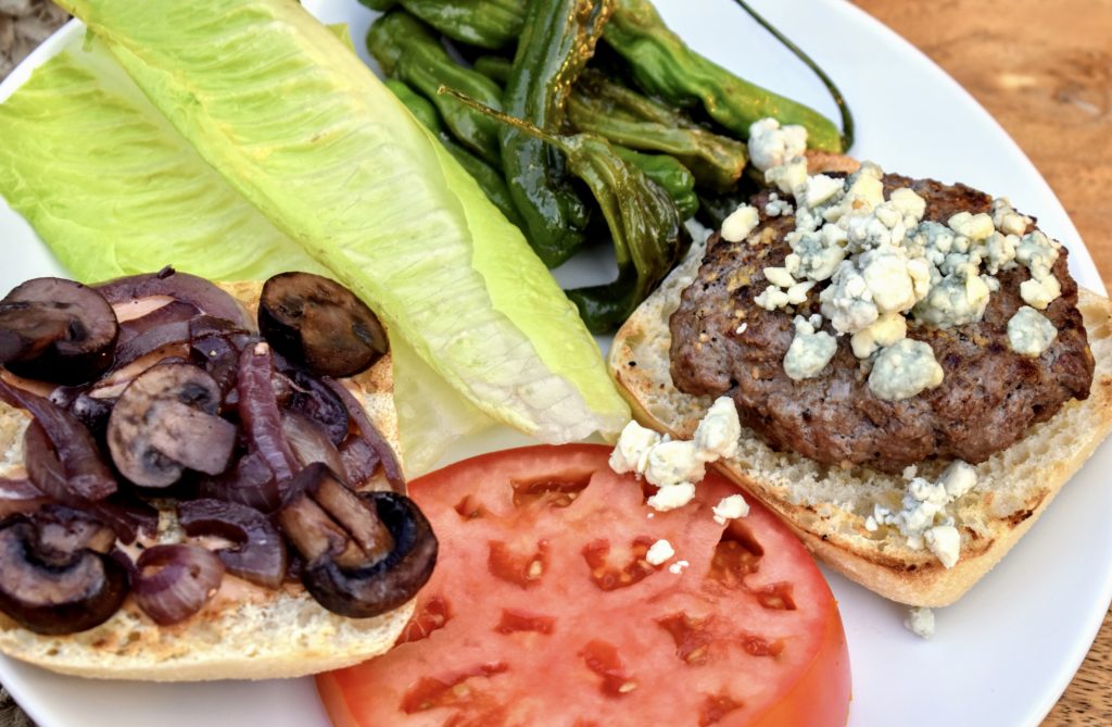 black and blue cheese burgers