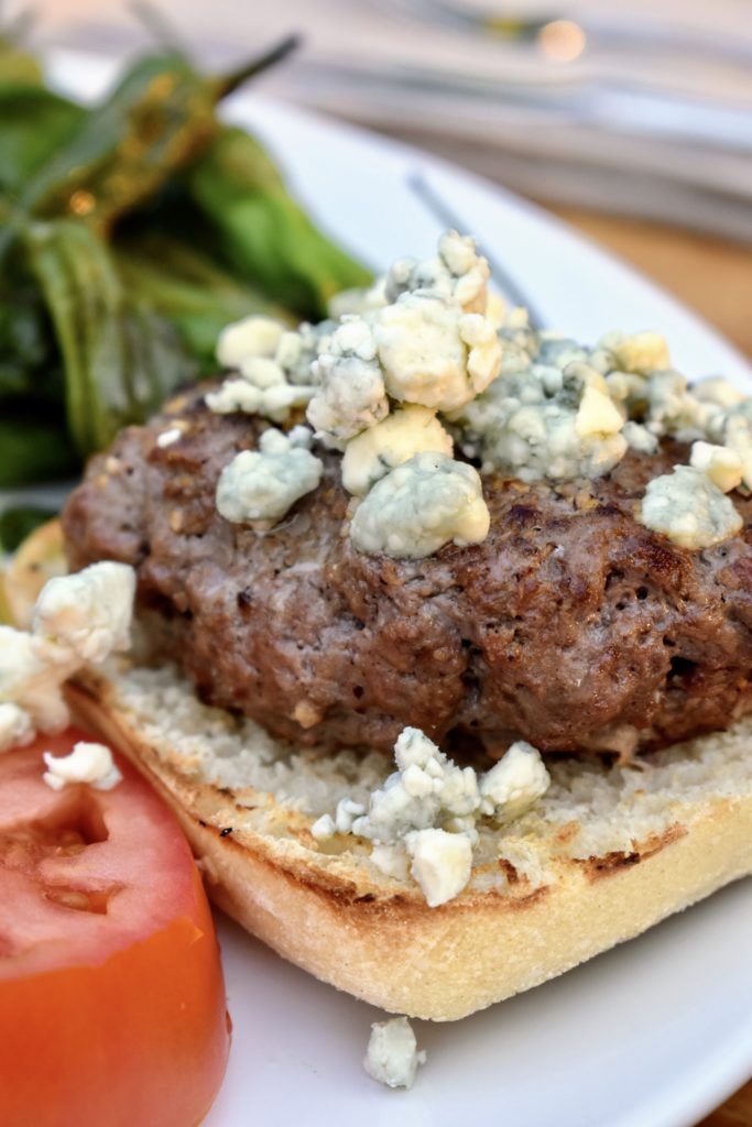 black and blue cheese burgers