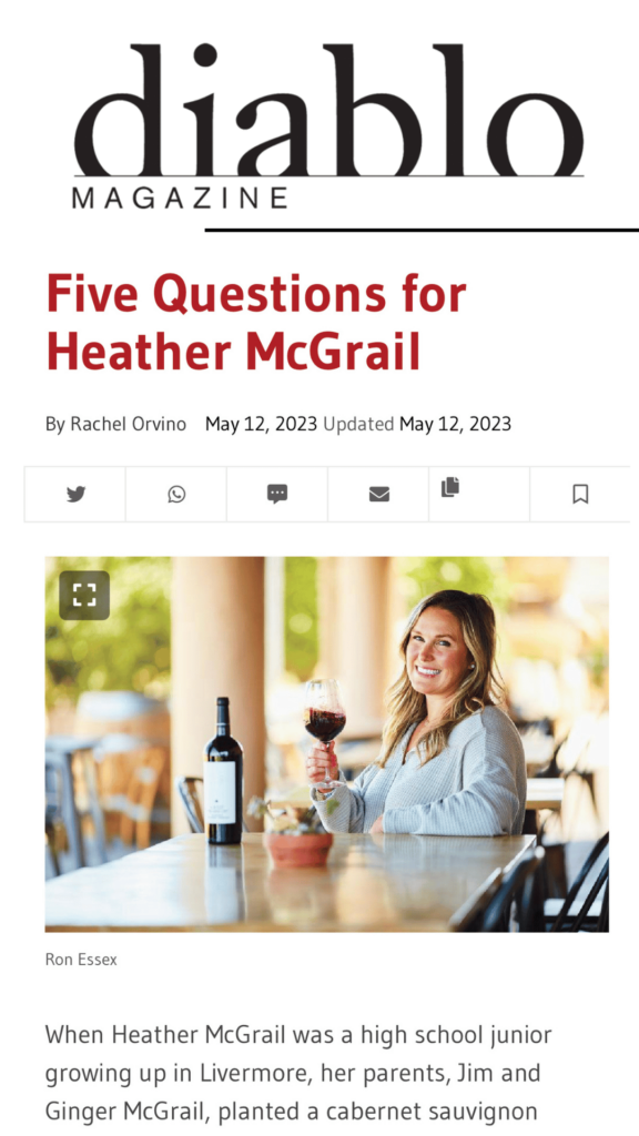 Five Questions for Heather McGrail in Diablo Magazine